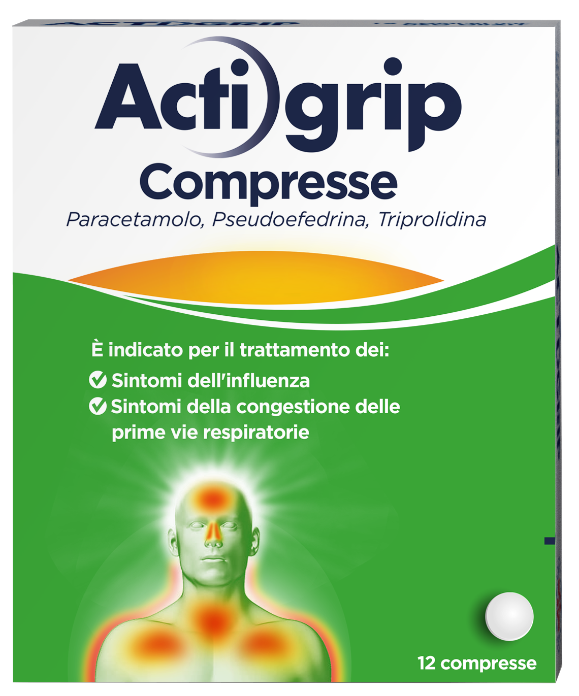 Actigrip 12 Compresse  2,5+60+500 Mg